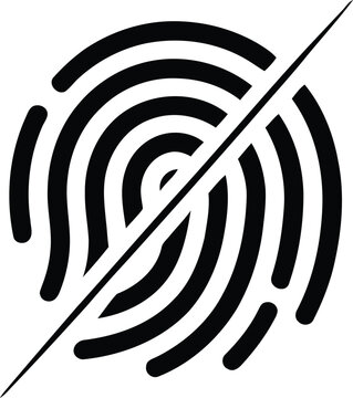 Black fingerprint with a diagonal slash symbolizing restriction or denial