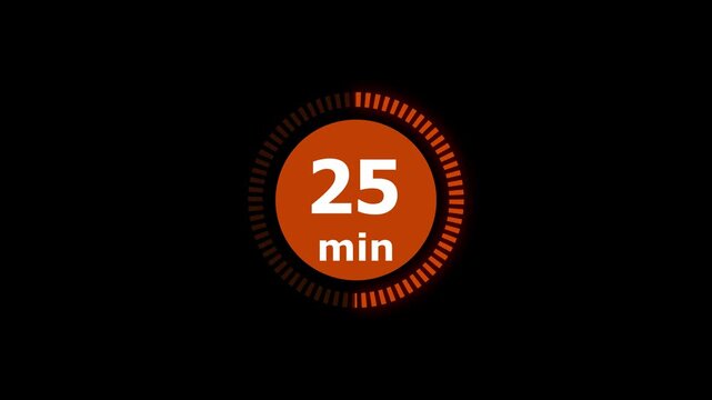 Countdown animation from 51 to 0 minute on a transparent background, 51 minute countdown timer . 4k video.