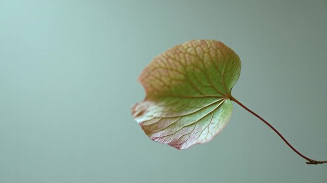 A single leaf suspended in mid-air, eps vector illustration of a delicate stem.