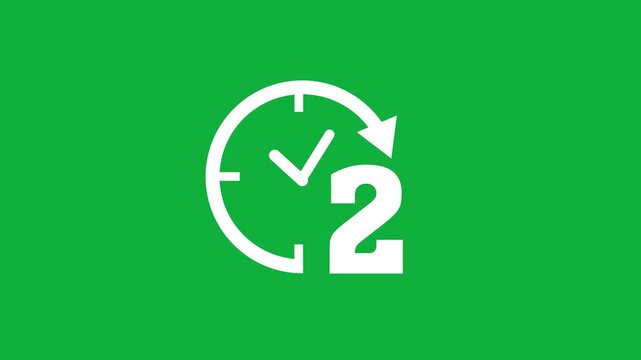 Two hours duration animation clock time schedule countdown motion