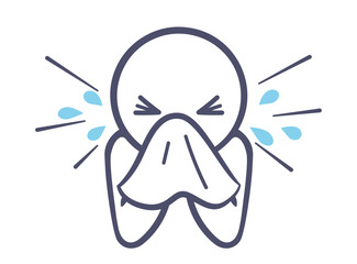 くしゃみをしている人のシンプルなイラスト