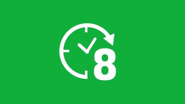 Eight hours duration animation clock time schedule countdown motion