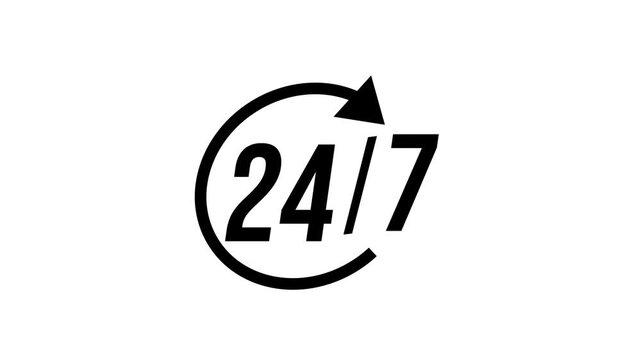 Twenty four seven availability animation continuous service time support motion