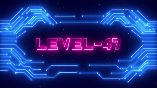 Modern Level 47 Gaming Achievement Interface with Neon Light Effects and Player Rank.