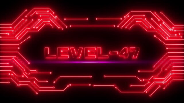 Modern Level 47 Gaming Achievement Interface with Neon Light Effects and Player Rank.