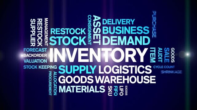 inventory animated word cloud-text design animation tag kinetic typography seamless loop.