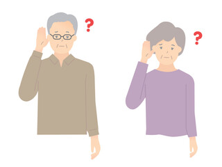耳が聞こえない高齢者イラストベクター素材