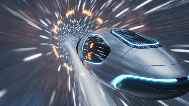 Futuristic Hyperloop Capsule Accelerates Through Vacuum Tube