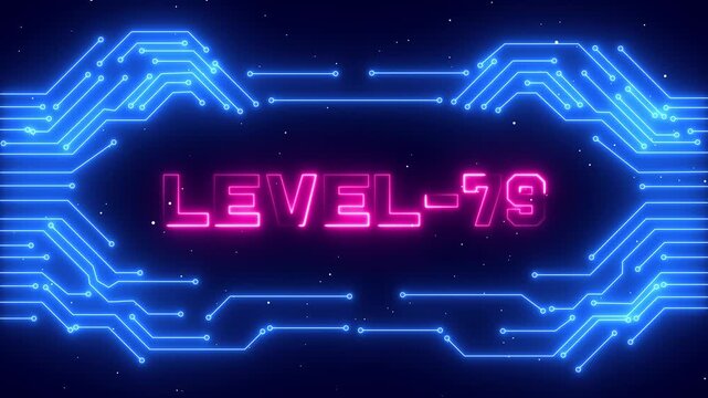Level 79 Esports Mission Background with Neon Frame and Gaming Victory Screen.