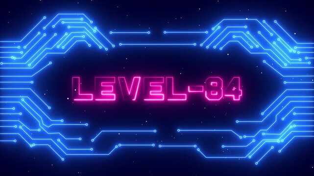 Level 84 Professional Gaming Milestone with Neon Glow and Digital Player Interface.