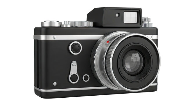Black Vintage Camera with Silver Accents