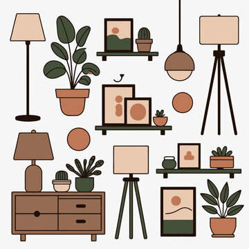 Home Decor Elements Set vector illustration