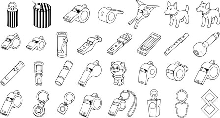 Whistles and Toys: Vector Line Art of Various Objects