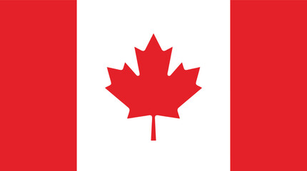 National flag of canada featuring a red maple leaf on a white square with red borders. Vector