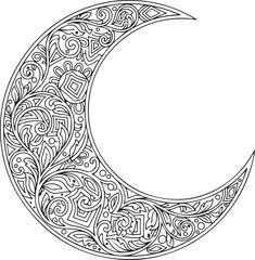 A crescent moon with floral patterns © Adiba