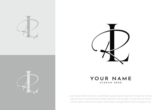 LR RL initial letter handwriting wedding monogram logo