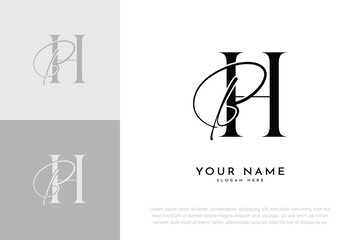 HB BH initial letter handwriting wedding monogram logo