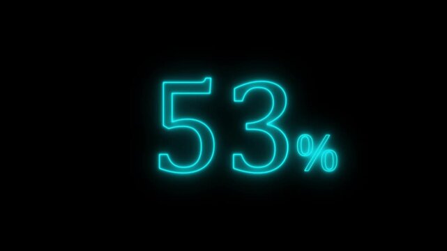 Neon Cyan  53 Percent Progress Indicator on Black Background