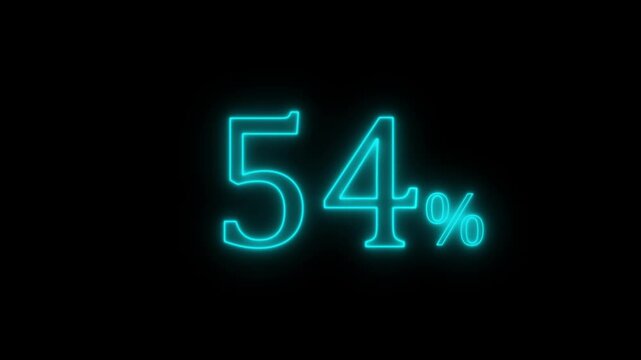 Neon Cyan  54 Percent Progress Indicator on Black Background