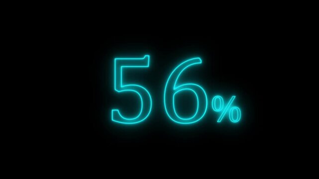 Neon Cyan 56 Percent Progress Indicator on Black Background