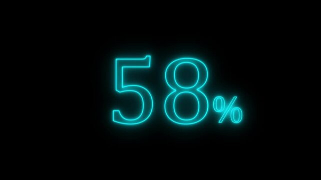 Neon Cyan 58 Percent Progress Indicator on Black Background