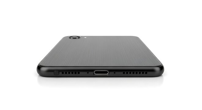 Black Smartphone Side View with Ports.