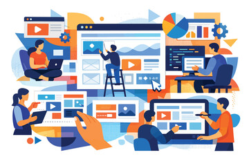 Creative banner illustration showcasing social media concept communication engagement networking digital marketing online interaction