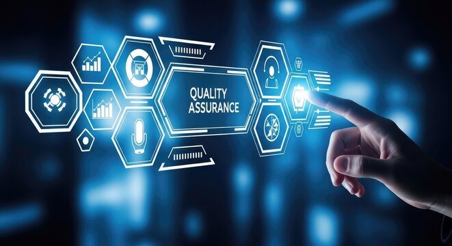 Quality assurance concept with futuristic interface