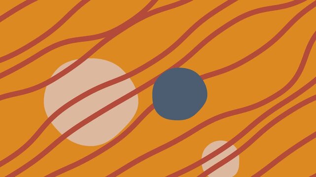 Abstract geometric composition with circles and diagonal lines in warm orange and brown tones
