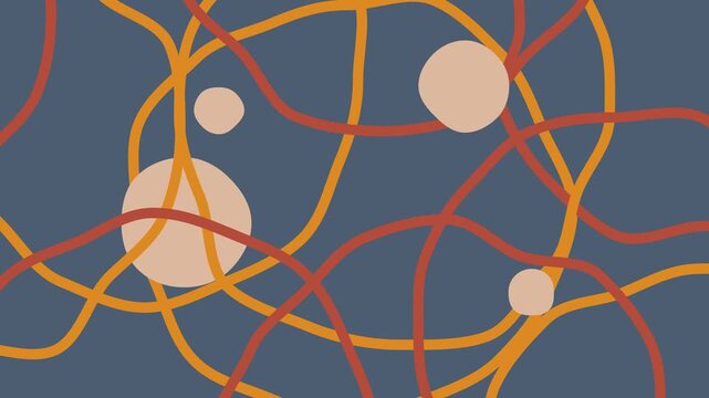 Abstract minimalist composition with intertwined lines and geometric shapes