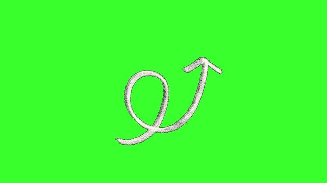 White hand drawn spiral arrow icon with doodle style isolated on transparent background for design element