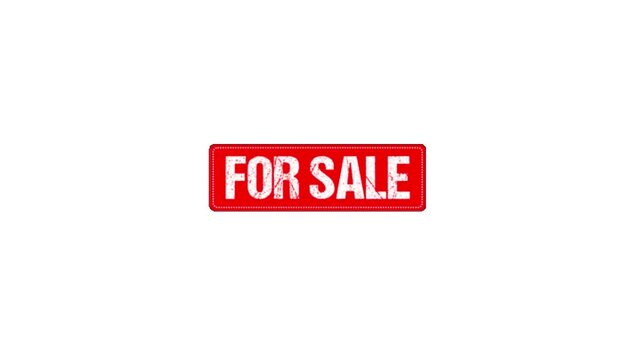 For sale red rubber stamp effect sign isolated isolated on transparent background for retail and real estate promotion
