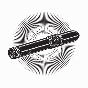 Elegant Cuban Cigars Vector Illustration Isolated On White Background