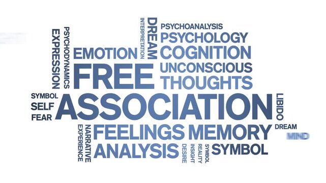 Free Association animated word cloud-text design animation tag kinetic typography seamless loop.