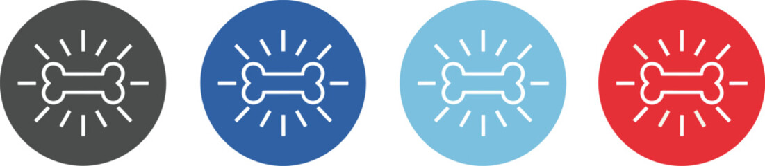 Dog Bone Pet Care Icon Set &ndash; Veterinary and Animal Nutrition Symbol in Circular Flat Design