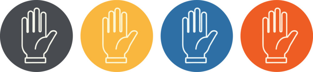 Obraz premium Protective Glove Icon Set in Round Flat Design – Safety and Hygiene Concept