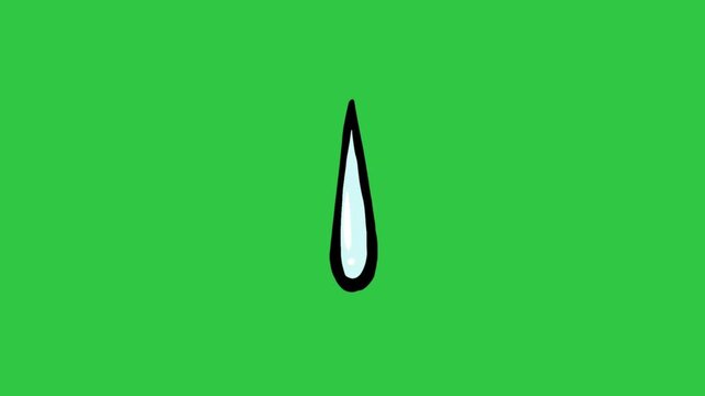Cartoon sweat drop animation with blue water droplet on green screen background