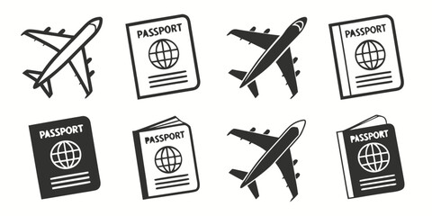 Fototapeta premium Travel documents and airplanes representing international journeys and passports.
