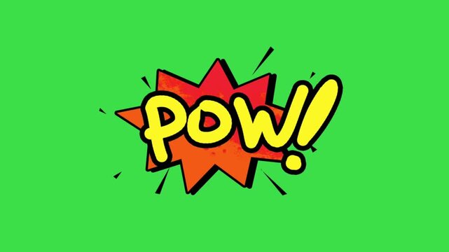 Animated comic book pow speech bubble explosion on green screen background video