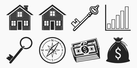 Fototapeta premium Illustration of various icons related to real estate and finance