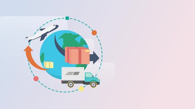 Global shipping and logistics animation illustrating international cargo transportation