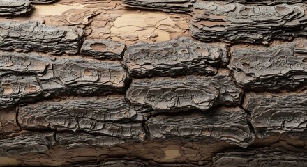 Close-up Macro Texture of Rough Tree Bark Surface.