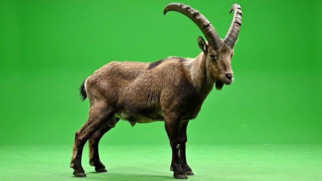 Alpine Ibex Wide Shot Green Screen Loop 4K