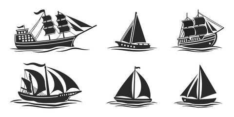 A collection of six different types of sailing ships and boats © Rabbi