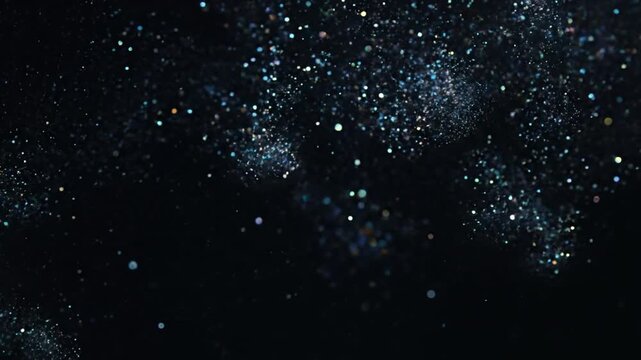 Rainbow lens particle motion, iridescent floating particles with soft light reflection