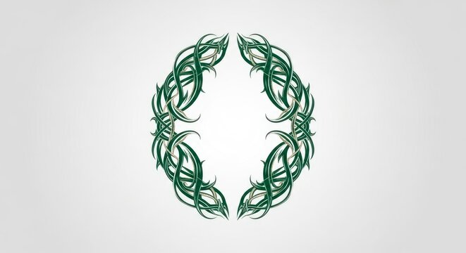 Green Leafy Wreath Design Element.