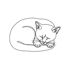 Sleeping Cat in Minimalist Line Art Design