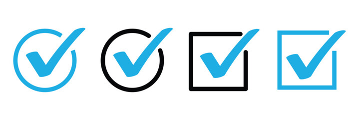 Check box icon with correct, accept checkmark icons tick box checked. Approve symbol. Check mark icon vector design. Blue check mark icon. Blue tick symbol. Vector check icon © Shanakradhaman