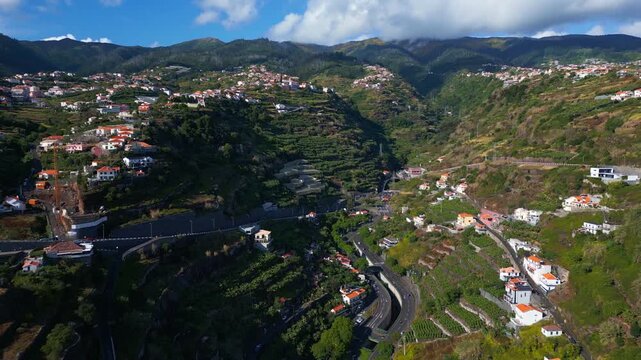 Aerial, Calheta Infrastructure, Mountainous Valleys, European Landmark