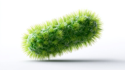 Fototapeta premium Green fuzzy microbe isolated on white studio background